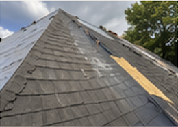 Close view of roofing work in progress